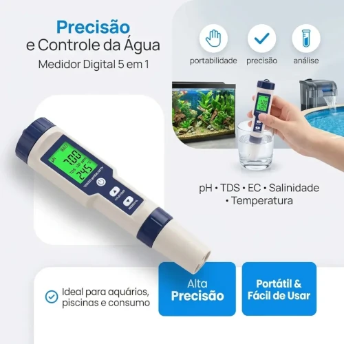 Teste de pH Digital 5 em 1